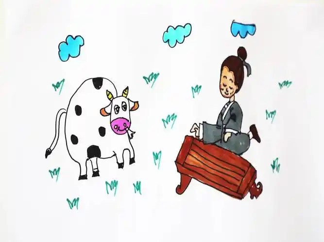 看童趣|成语简笔画:对牛弹琴-智慧宁津
