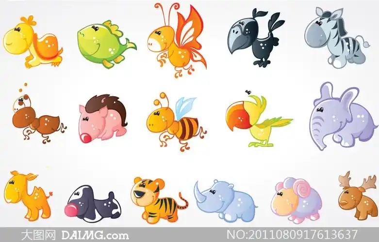 可爱卡通小动物矢量素材_大图网图片素材