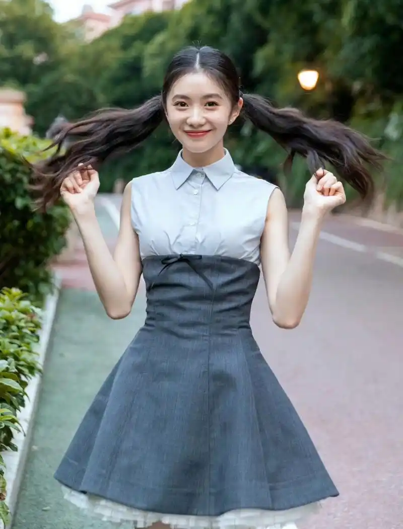 刘浩存录节目,外拍照片还以为是张雪迎,后期p图有点过头了,她的衣服也