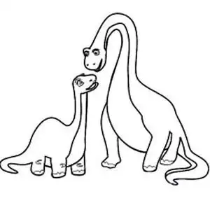 小朋友恐龙简笔画图片:一对恐龙母子