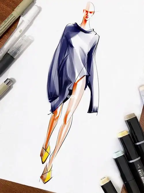 韩国女装风格设计手稿服装效果图时装插画图