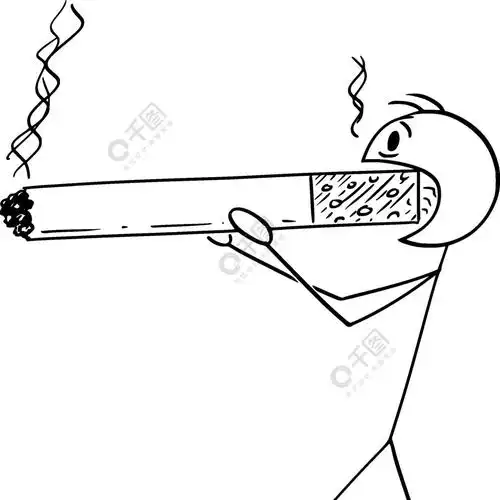人或吸烟者拿着和抽大烟或大烟的矢量卡通棒图插图