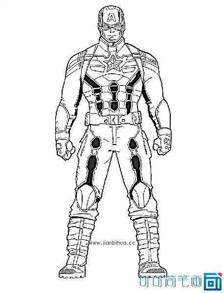 英雄人物美国队长简笔画