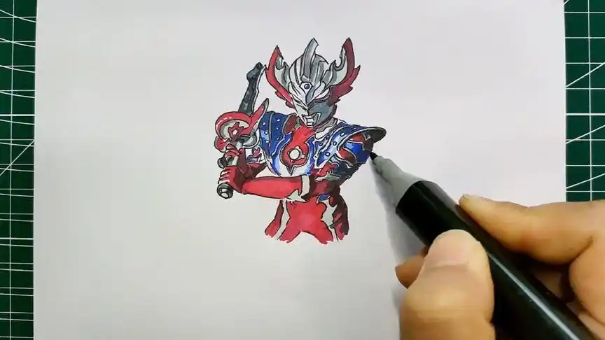 手绘奥特曼简笔画过程之泰迦奥特曼