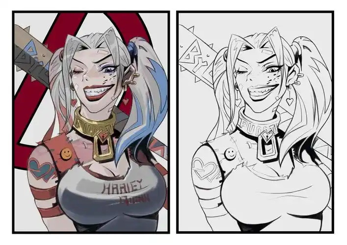 临摹作品小丑女插画图片壁纸