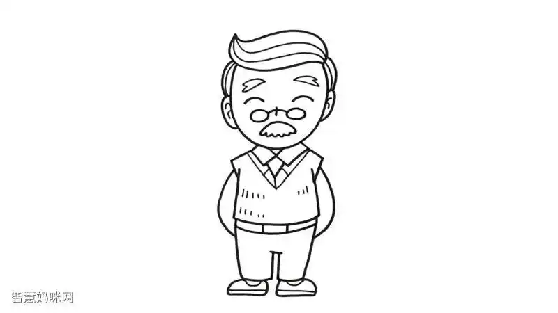 重阳节简笔画老爷爷