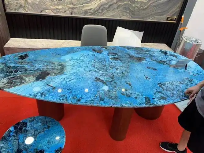 晒晒我的桌面范特西蓝奢石私人订制桌面奢石台面