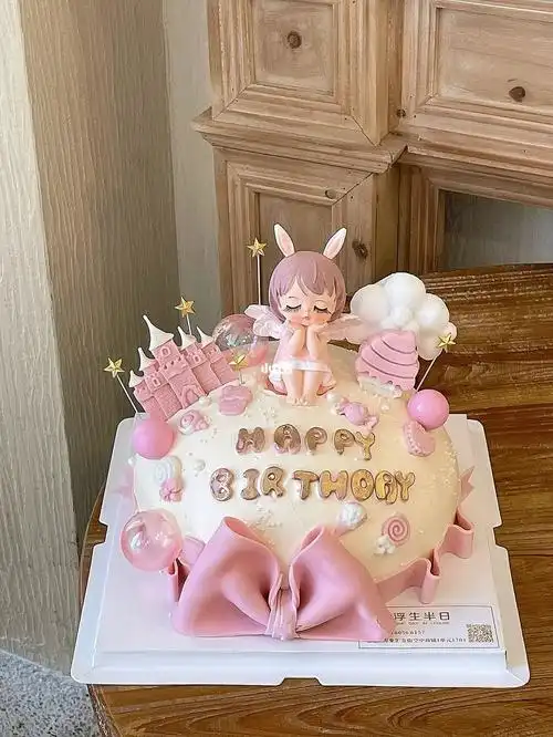 女孩周岁蛋糕翻糖可爱球形