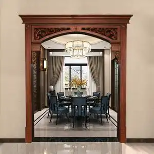 新中式垭口造型拱形门套包边雕花烤漆实木复合客厅过道双包套