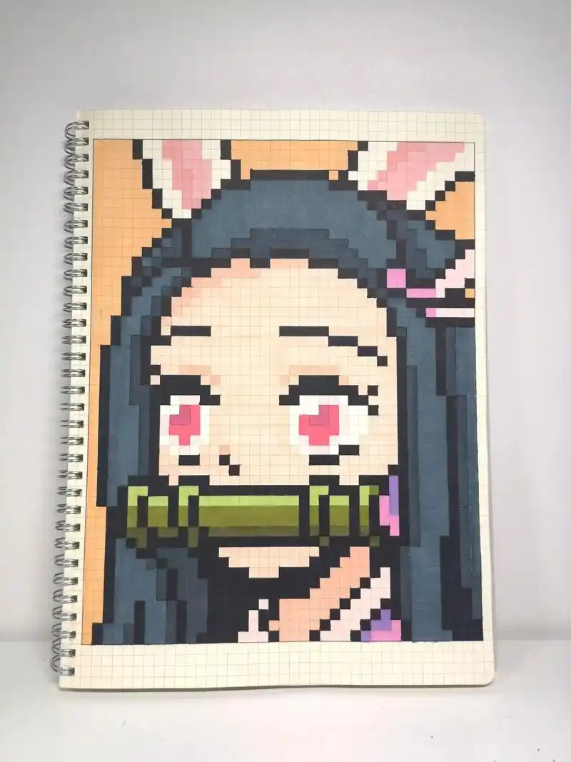 网格本:a4 像素图原创:@二拾  #祢豆子 - 抖音