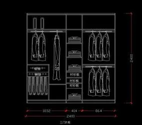 三门2.4米宽衣柜施工图纸
