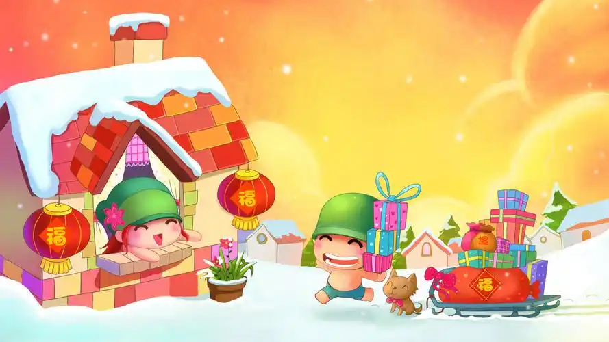 新年祝福炮炮兵可爱新年桌面壁纸