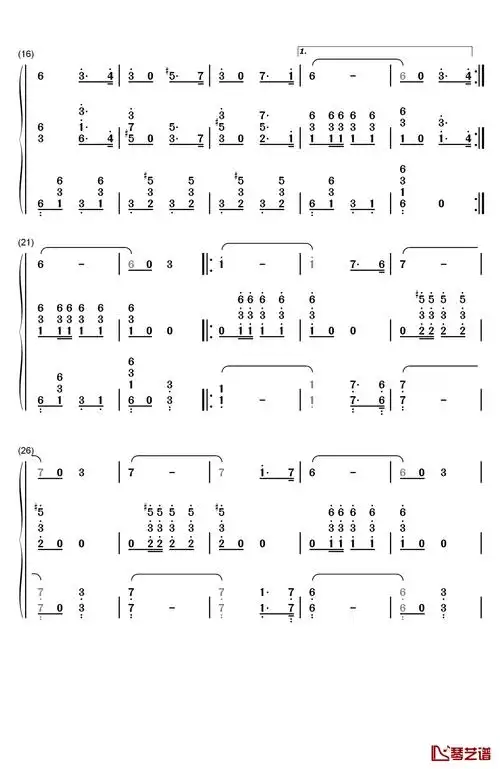 斯拉夫女人的告别钢琴简谱-数字双手-瓦西里·伊万诺维奇·阿加普金