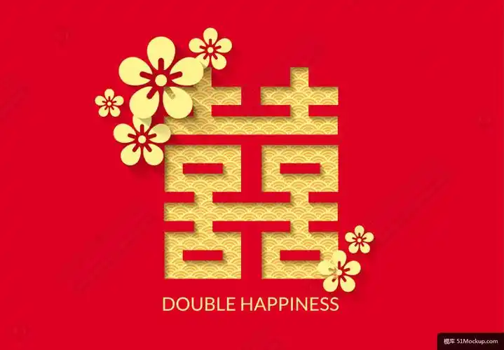 红双喜矢量海报double happiness vector