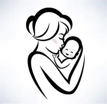 strong>母婴 /strong>亲子妈妈母爱简笔画橙头发免抠宝宝线条宝妈简