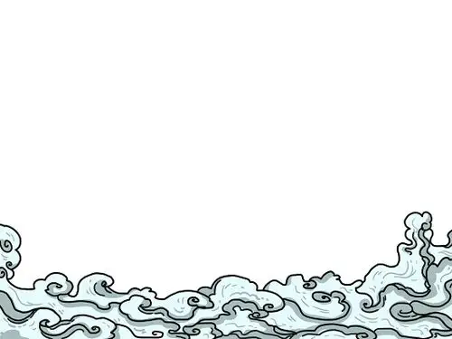 素材海上祥云装饰花边边框国潮浪花手绘国潮工笔画元素浪花边框png