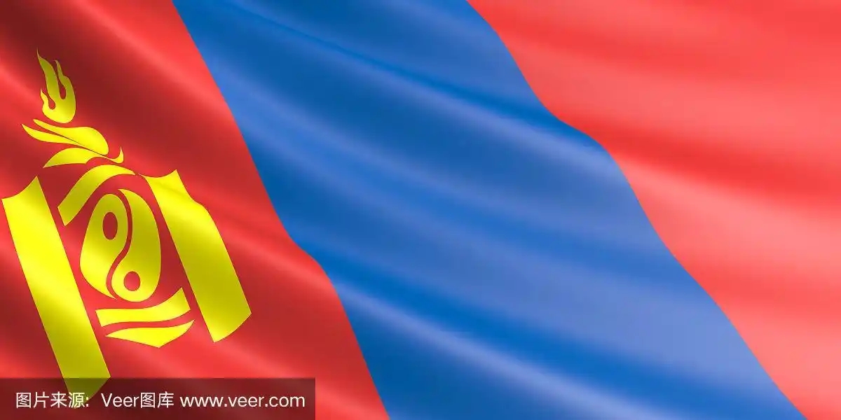 迎风飘扬的蒙古国旗.