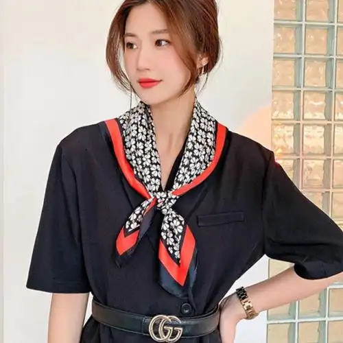 小方巾女早春韩版潮百搭丝巾夏季装饰发带搭配衬衫西装头巾旅游男线条