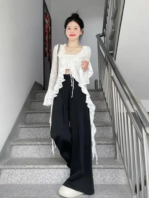 punch法式浪漫收腰荷叶边罩衫长袖衬衫 - 17网