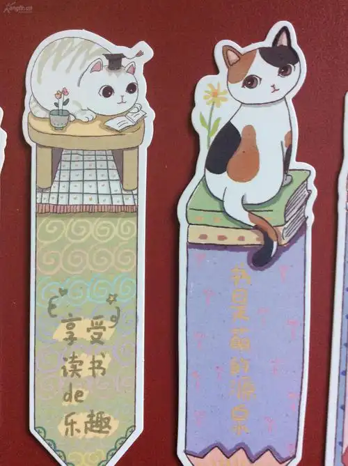 异形卡通书签 《书中自有瞄》(整套5枚,很萌很可爱,送给小朋友的礼物!