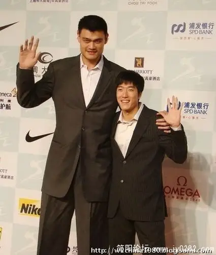 姚明与众男女明星合影身高伤不起哇