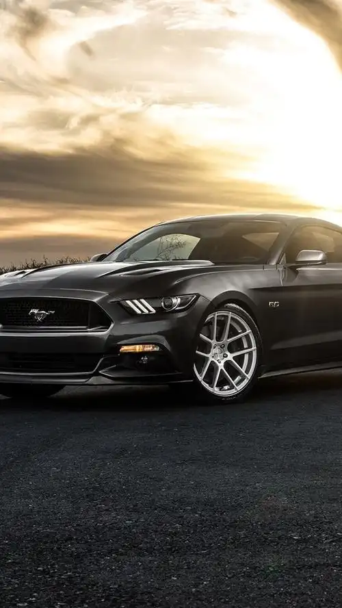 福特野马2015年,黑车,黄昏 iphone 壁纸