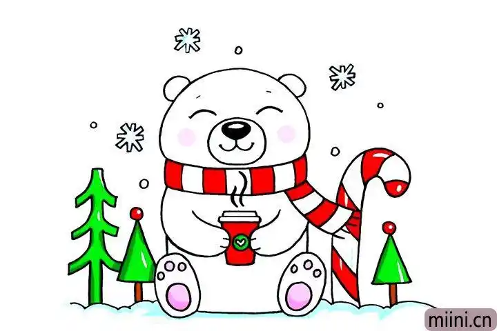 很好看的圣诞花环简笔画步骤教程