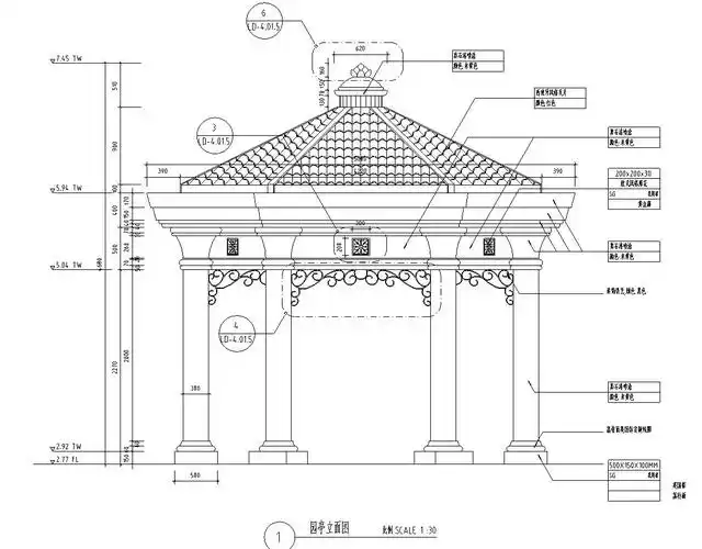 精品六角亭子详图设计——知名景观公司景观
