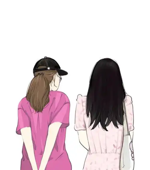 d3procreate两只女孩儿半身背影