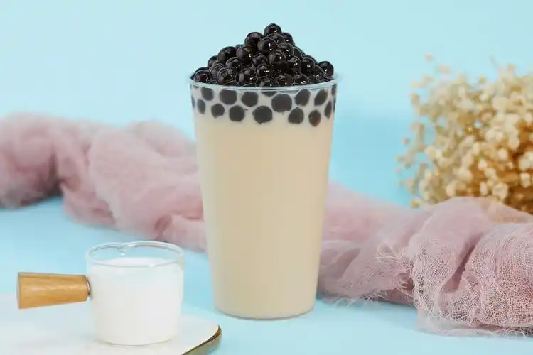 蓝底奶茶一杯奶茶珍珠奶茶