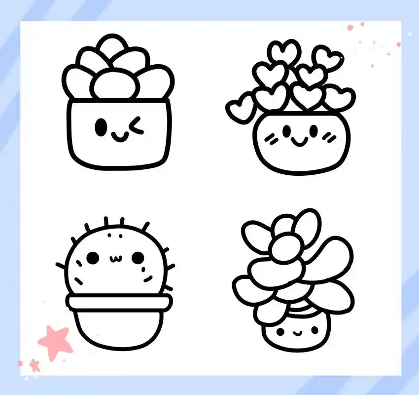 可爱好看的多肉植物简笔画.