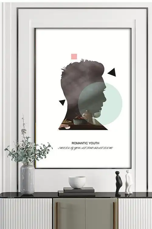 男人侧脸剪影装饰画