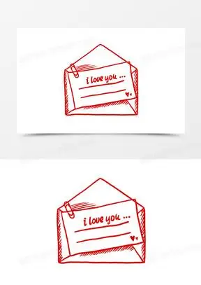 手绘线描情书简笔画装饰素材