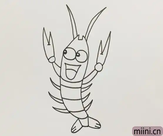 一只小龙虾简笔画步骤教程
