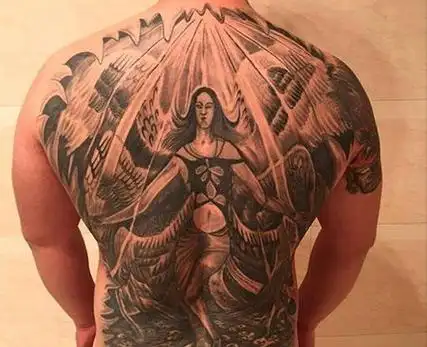 男士满背六翼天使纹身图案