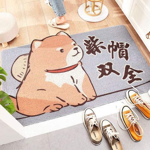 卡通地垫刮沙除尘进门入户防滑垫耐磨蹭玄关门口丝圈防滑 柴帽双全 45
