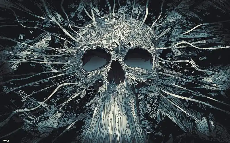 求助各位大神帮我找一张蓝色线条骷髅头的壁纸 (上小图 .