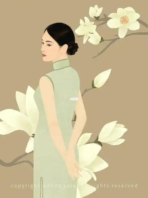 插画-古风-照片转手绘旗袍少女_旗袍_插画_古风_手绘_写真_手绘板