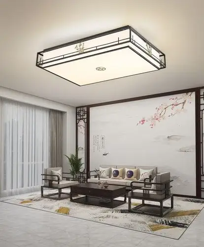 雷士照明 新中式吸顶灯led客厅灯古典竹韵卧室灯套装铁艺灯具 竹韵