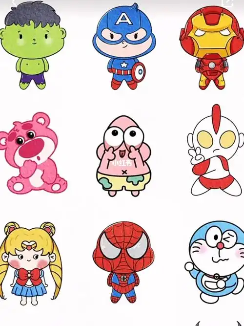 彩色卡通人物简笔画合集