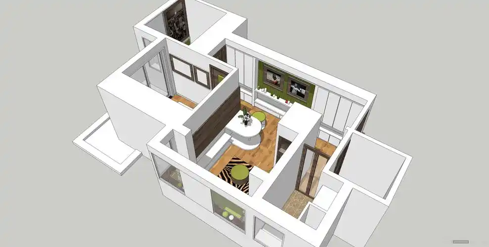 我最近用su表现做的小房子设计,平面图没有传上请多体谅.