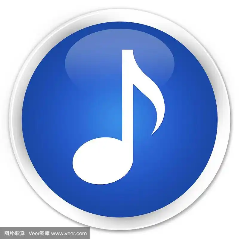 音乐图标蓝色光泽的圆形按钮