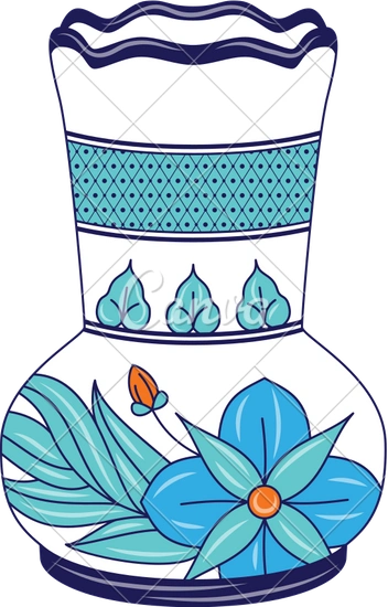 墨西哥陶瓷花瓶手绘线条插画元素罐子