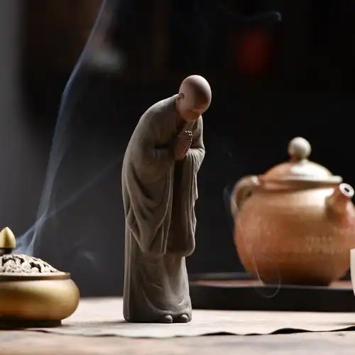 新中式禅意紫砂小和尚茶宠摆件创意茶道茶室桌面摆件
