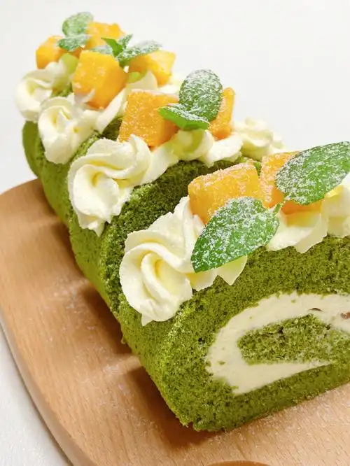 夏日小清新抹茶蛋糕卷清甜可口超细腻