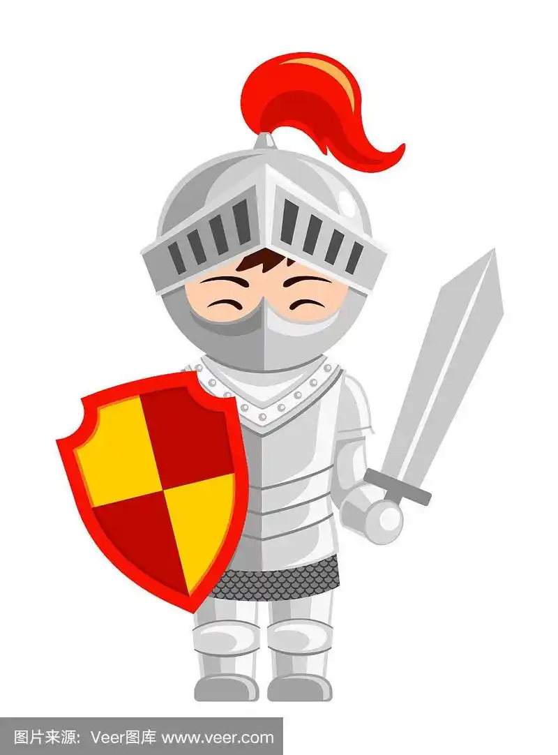 卡通骑士.穿着戏服的可爱小孩.