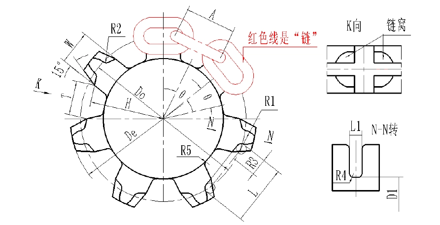 矿用圆环链驱动链轮计算公式