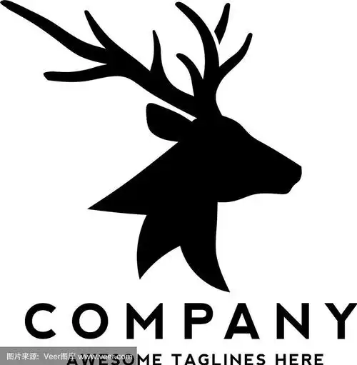 鹿头剪影字母标志