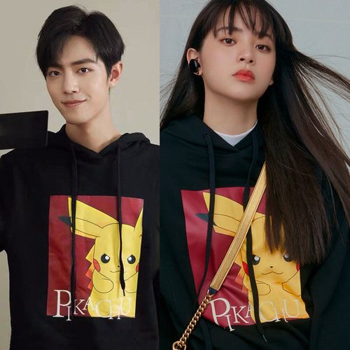 皮卡丘卫衣男精灵宝可梦衣服秋冬外套肖战王一博同款女连帽情侣装学生