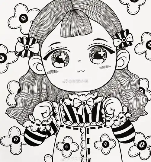 黑白线描 可爱 简笔